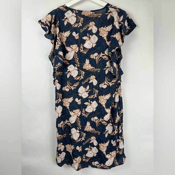 NWT Splendid Ramo Shift Dress Navy Blue Floral Flutter Sleeves Lightweight XS - Picture 6 of 15